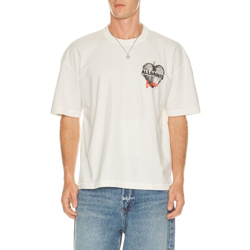 ALLSAINTS米白色上衣印花圆领通勤风早秋新品修身T恤REVOLVE