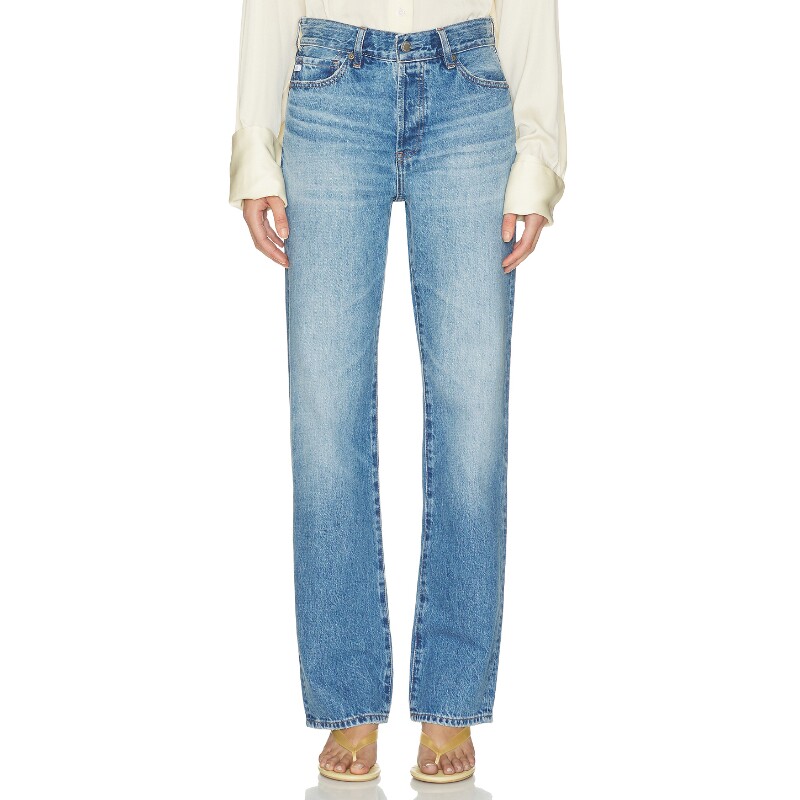 AG Jeans浅蓝裤装纽扣牛仔通勤风早秋新品高腰牛仔裤REVOLVE