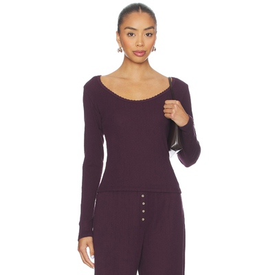 [春季新品]LESET POINTELLE 长袖上衣红色REVOLVE小众新款