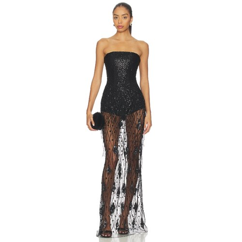 Rahul Mishra Sequined Corset Maxi Dress 黑色REVOLVE小众新款
