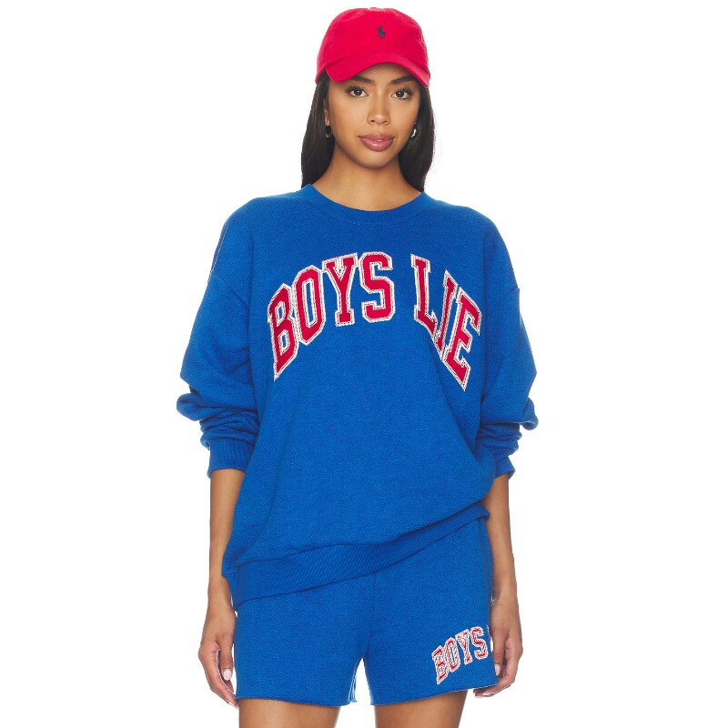 Boys Lie蓝色卫衣字母印花圆领休闲宽松早秋新品REVOLVE