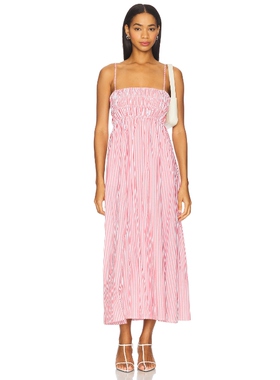 FAITHFULL THE BRAND NICA 中长款连衣裙女夏 红色REVOLVE新款