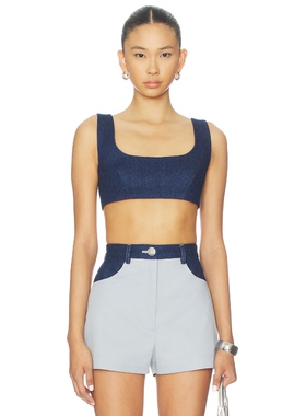 MATTHEW BRUCH 后身系带短上装 蓝色REVOLVE小众新款