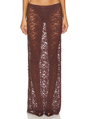 LIONESS BLACK SWAN 蕾丝超长裙 棕色 性感风REVOLVE