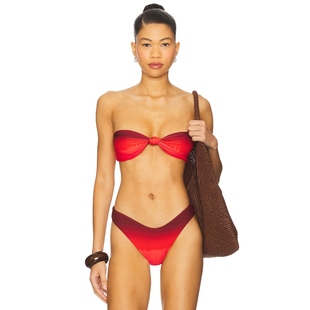 Bandeau Tie Bikini Top y2k辣妹风REVOL WeWoreWhat 红色 Ruched
