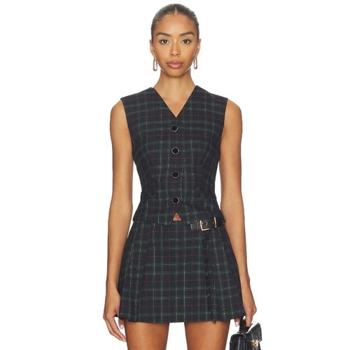 Ronny Kobo LILY 背心 深绿色 y2k辣妹风REVOLVE小众新款