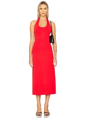 NIA TAMIA 中长款针织连衣裙红色REVOLVE小众新款