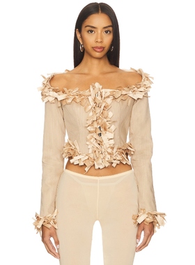 LADO BOKUCHAVA TIED VENOM 上装 米色 y2k辣妹风REVOLVE小众新款