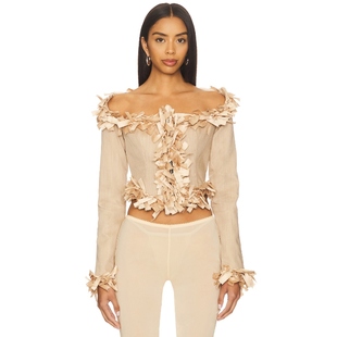 VENOM TIED 上装 米色 LADO y2k辣妹风REVOLVE小众新款 BOKUCHAVA