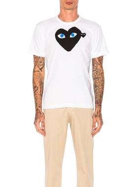 COMME des GARCONS PLAY BLUE EYES BLACK EMBLEM COTTON T恤REVO