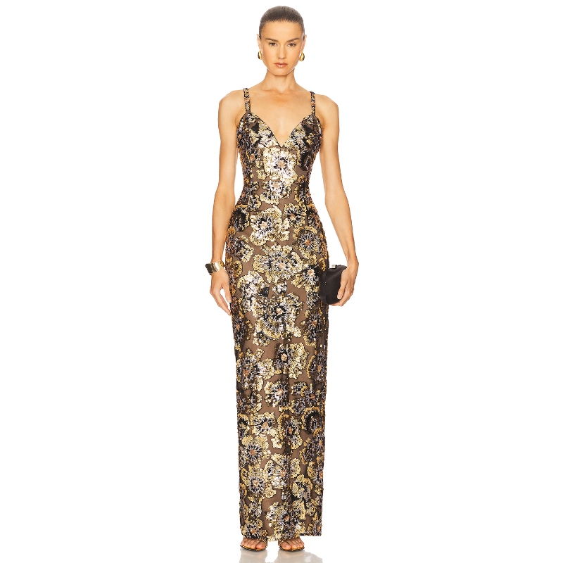 Bronx and Banco ALLEGRA 亮片睡袍 金属金色REVOLVE小众新款