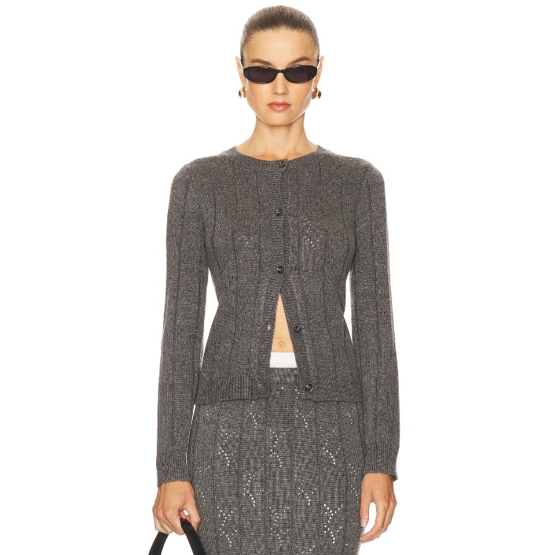 Line & Dot 灰色复古风针织开衫内搭长袖羊毛衫REVOLVE小冬季保暖