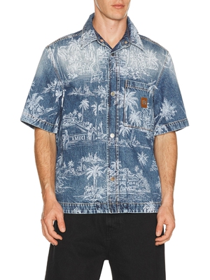 Amiri CHATEAU PALMS DENIM 衬衫 revolve小众新款
