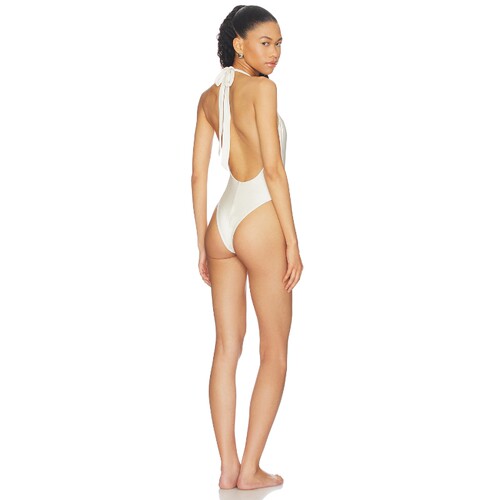 Frankies Bikinis辣妹夏季白色挂脖露背连体泳衣海边度假REVOLVE
