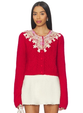 [海外直邮]Free People PIXIE 开襟羊毛衫 红色REVOLVE小众新款