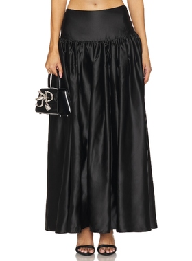 For Love & Lemons 爱柠檬 NELLY 长款半身裙 黑色REVOLVE小众新