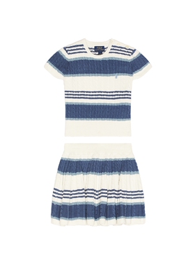 Polo Ralph Lauren Short Sleeve Cotton Mini Cable Knit Stripe