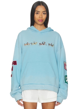 Found HORSE LINE 连帽衫 蓝色 运动复古风REVOLVE小众新款