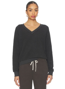 perfectwhitetee ZURI 反绒抓绒 V 领卫衣 黑色 运动复古风REVOLV