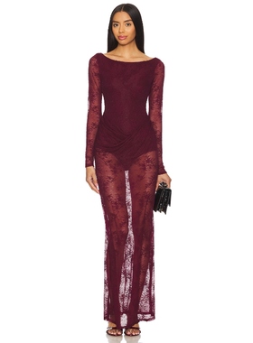 AFRM TRIN 蕾丝长裙 紫色REVOLVE小众新款