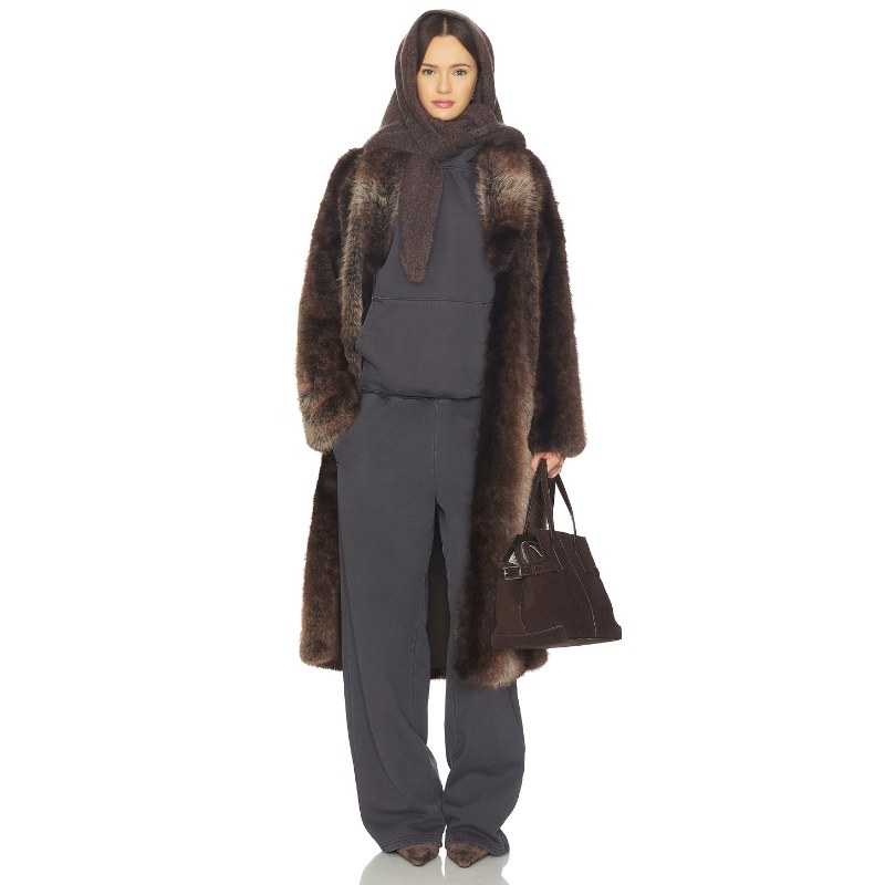 Line & Dot CAIRO 人造革大衣 棕色 老钱风REVOLVE小众新款