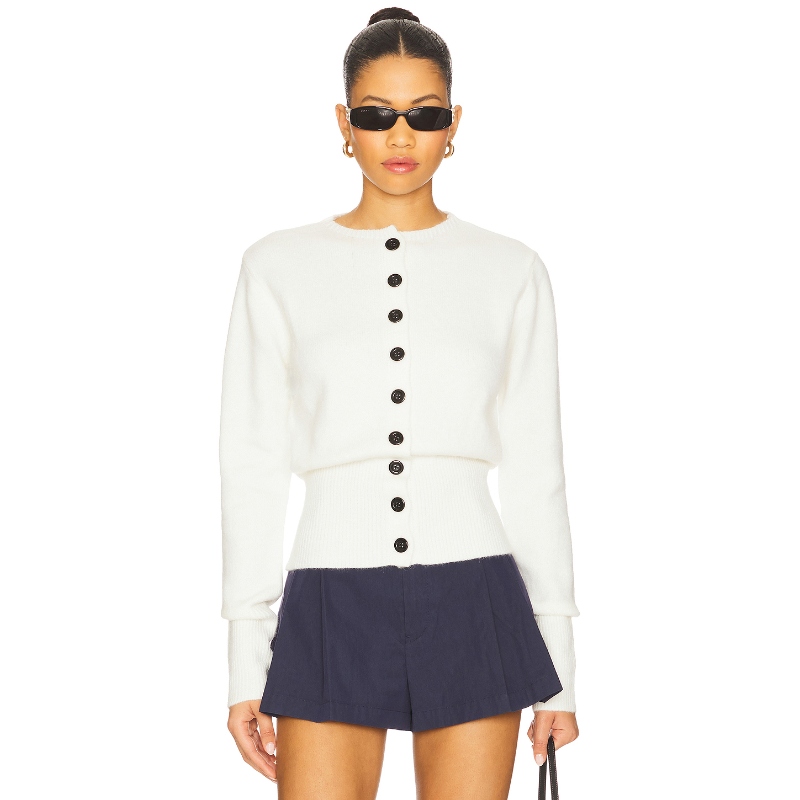 [冬季新品]ALL THE WAYS 毛衣象牙白收腰显瘦针织开衫REVOLVE小众