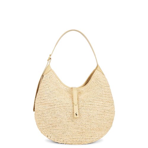 Polo Ralph Lauren Raffia Leather Medium Shoulder Bag revolve