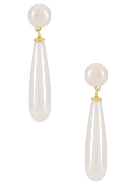 SHASHI LINNEA 垂褶耳饰 象牙白REVOLVE小众新款