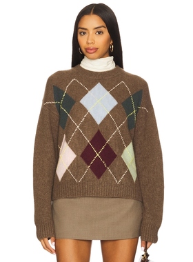 White + Warren 圆领毛衣 棕色REVOLVE小众新款