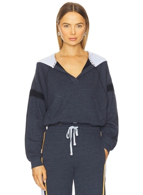 SUNDRY 连帽衫藏青色运动复古风连帽卫衣长袖上衣REVOLVE小众新款