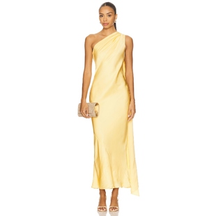 Alejandra Alonso Rojas One Shoulder Dress With Cape 黄色REVO