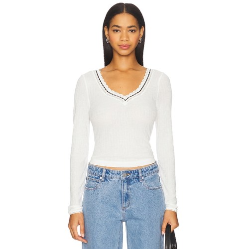 [冬季新品]Free People 长袖上衣象牙白基础款内搭上装REVOLVE