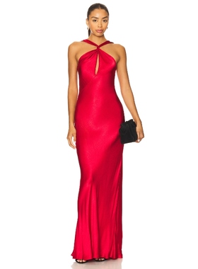 [冬季新品]Bec + Bridge ELISIA 扭结长裙 红色敬酒服REVOLVE小众