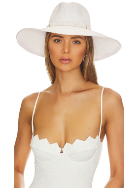 Nikki Beach白色大檐防晒草编宽檐帽度假风秋冬新品REVOLVE