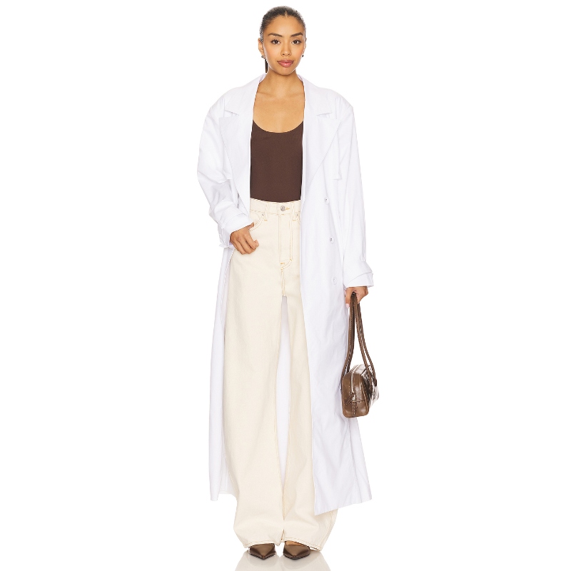 [冬季新品]AFRM 风衣白色静奢风简约长款收腰外套REVOLVE小众新款