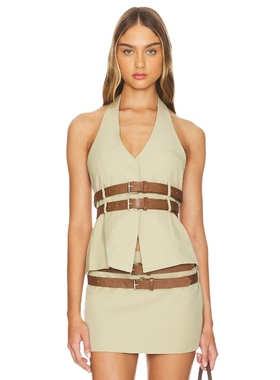 LIONESS 马甲气质挂脖吊带腰带上装REVOLVE小众新款Miu系千金风