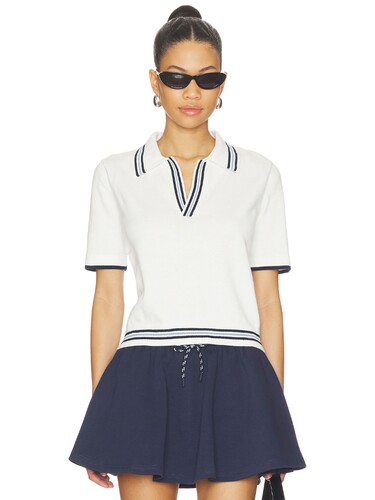 THE UPSIDE Archie Collared Knit Polo Top revolve小众新款