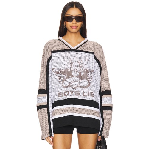 Boys Lie卡其色上衣印花酷飒风早秋新品宽松长款长袖T恤REVOLVE