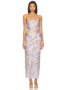 野人凯特同款Lovers and Friends 抹胸连衣裙修身印花长裙REVOLVE