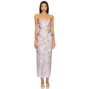 野人凯特同款Lovers and Friends 抹胸连衣裙修身印花长裙REVOLVE