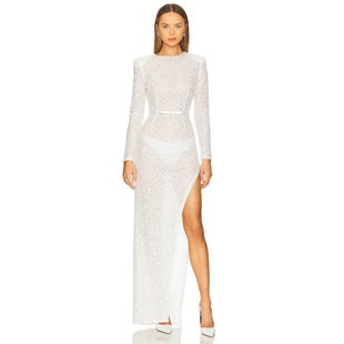 Merabi 白色REVOLVE小众新款 BEADED 长裙 EMBELLISHED Nadine
