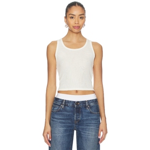 y2k辣妹风REVOLVE小众新款 FRAME 奶油色 背心 GHOST