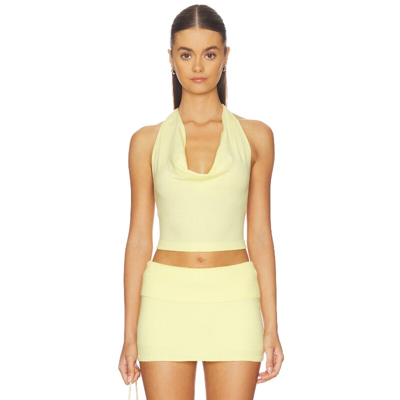 [秋冬新品]Frankies Bikinis黄色背心挂脖辣妹修身上装REVOLVE