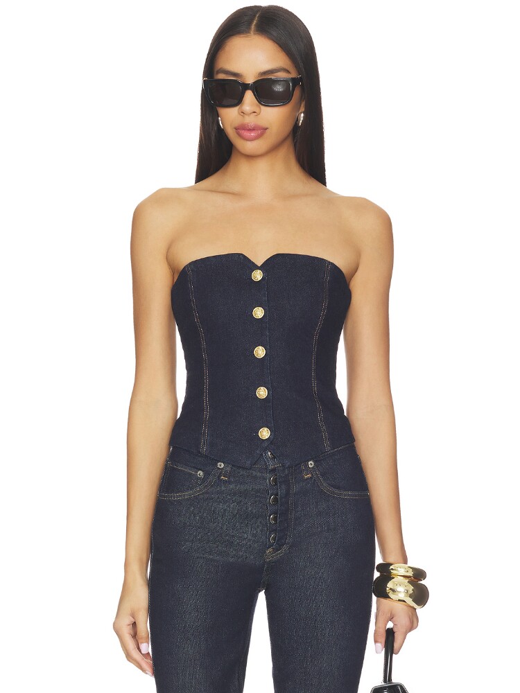 Alice + Olivia Kelcey Denim Strapless Vest Top revolve小众新