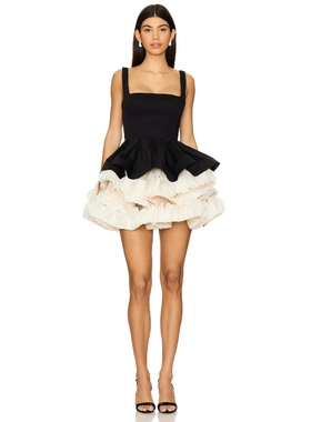 Bronx and Banco吊带连衣裙方领黑白撞色蓬蓬蛋糕短裙REVOLVE