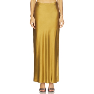 SRG半裙金棕色氛围感缎面垂感长裙REVOLVE