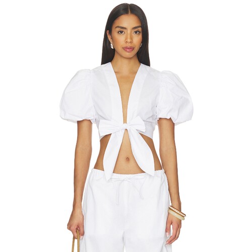 Susana Monaco Poplin Bubble Sleeve Tie Front Top 26春夏新品