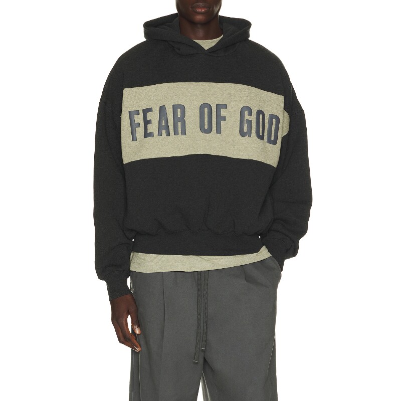 Fear of God ESSENTIALS黑色卫衣字母印花连帽上衣早秋新REVOLVE
