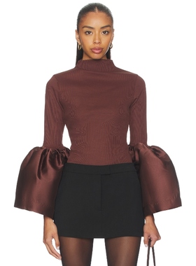Marques ' Almeida HEAVY SATIN TURTLENECK PUFF SLEEVE 上装 棕