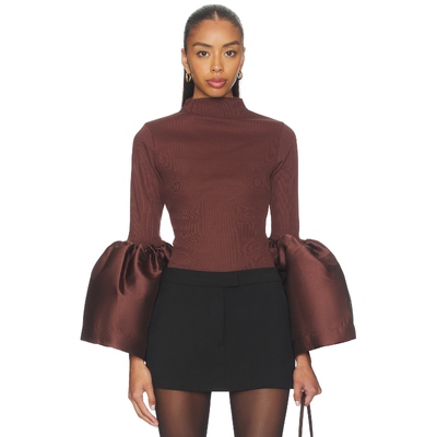 Marques ' Almeida HEAVY SATIN TURTLENECK PUFF SLEEVE 上装 棕